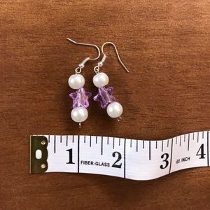 White and Purple Star Earrings